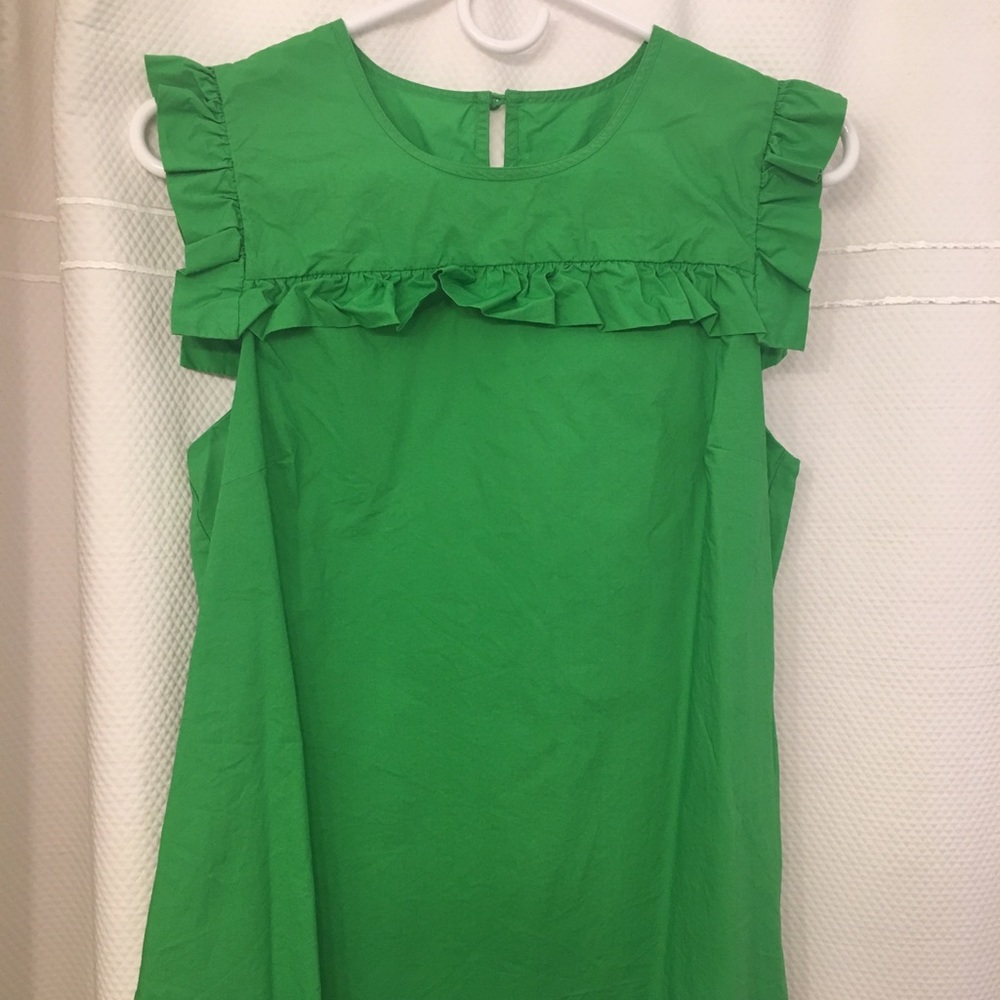 Apple Green J. Crew Ruffle Sleeveless Blouse